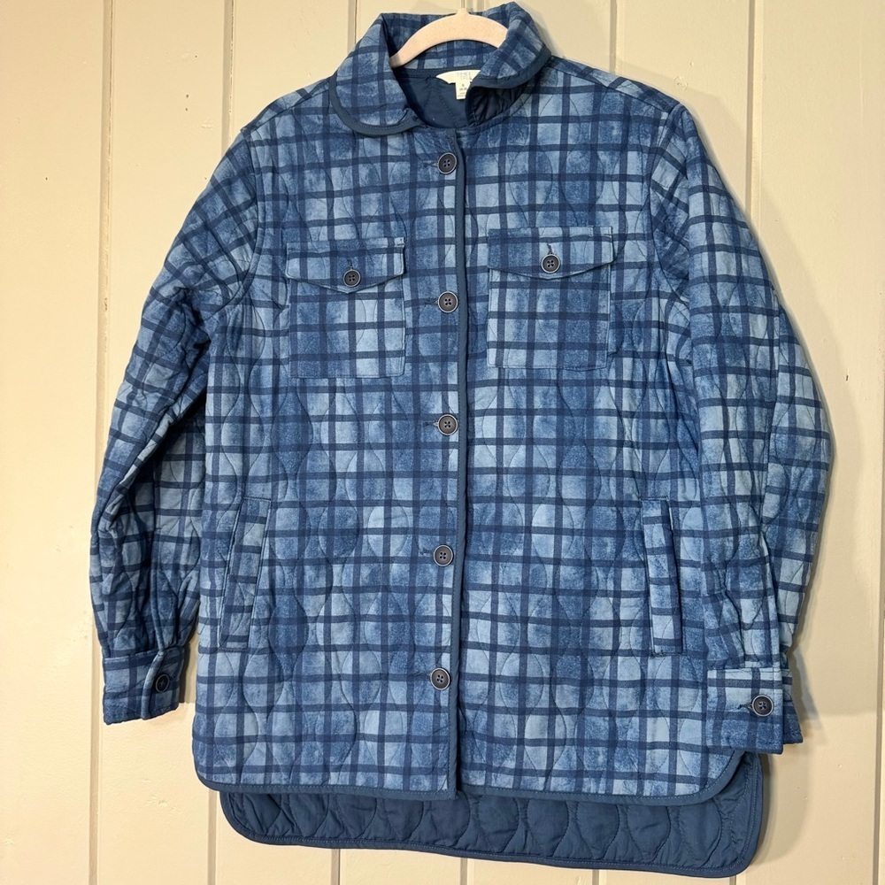 NWT Time and Tru Blue Quilted Button Up Jacket Tie Dye‎ Size Small